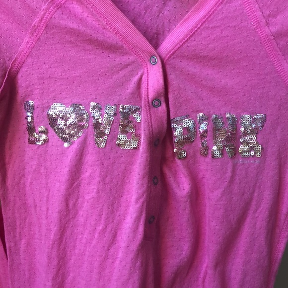 Victoria’s Secret Love Pink long sleeve top size S  beautiful glittery sequins - Picture 3 of 5